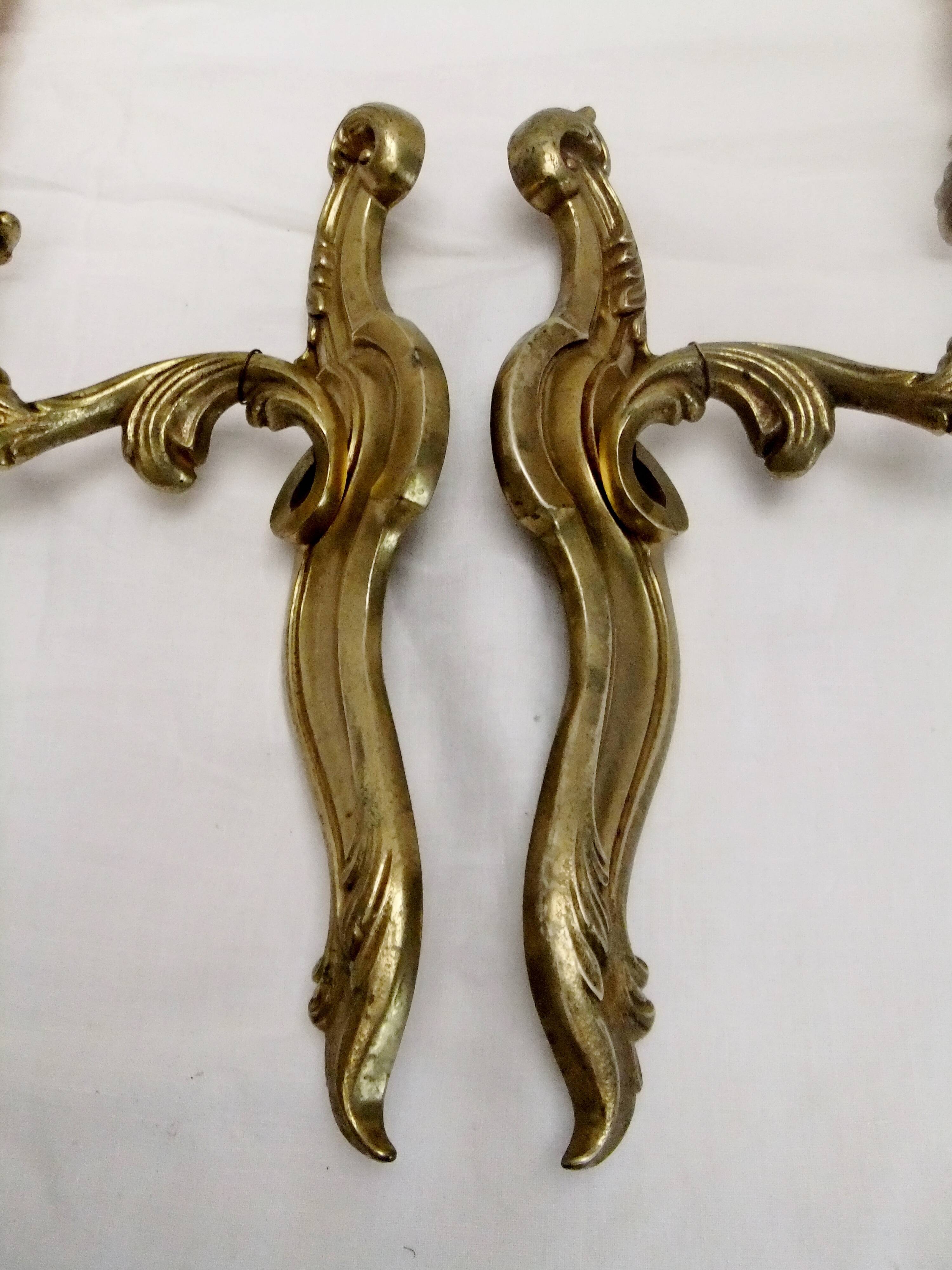 Wall light pair solid bronze Registered Model candle holder