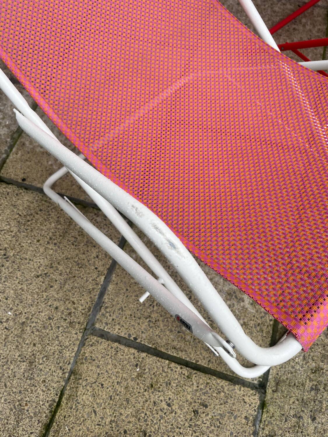 Bahama duo of deck chairs – EMU – Folding – Red and white