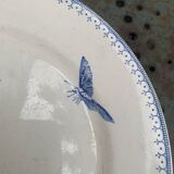 Collectible flat plate, ironstone, malaca, bird, butterfly and flower motif, made in France