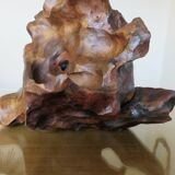 Imposing brutalist lamp in olive wood, 1970