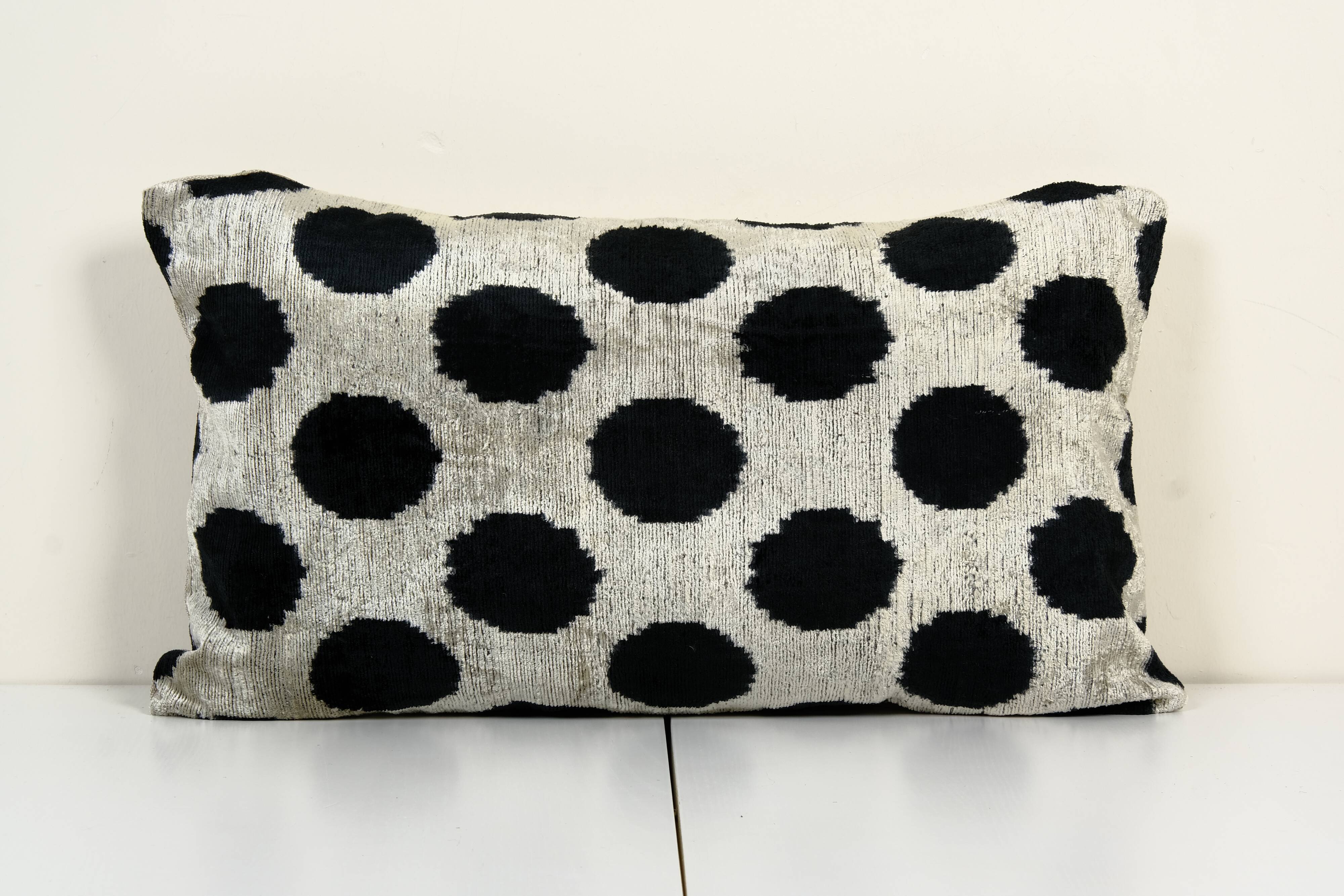 Black ikat velvet pillow cover