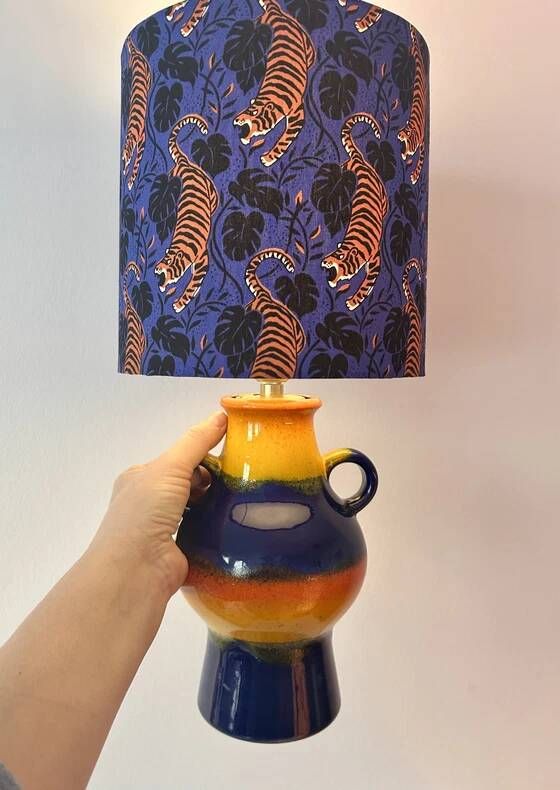 Upcycled table lamp made from an original 1970s Pop Art Dümler & Breiden vase.