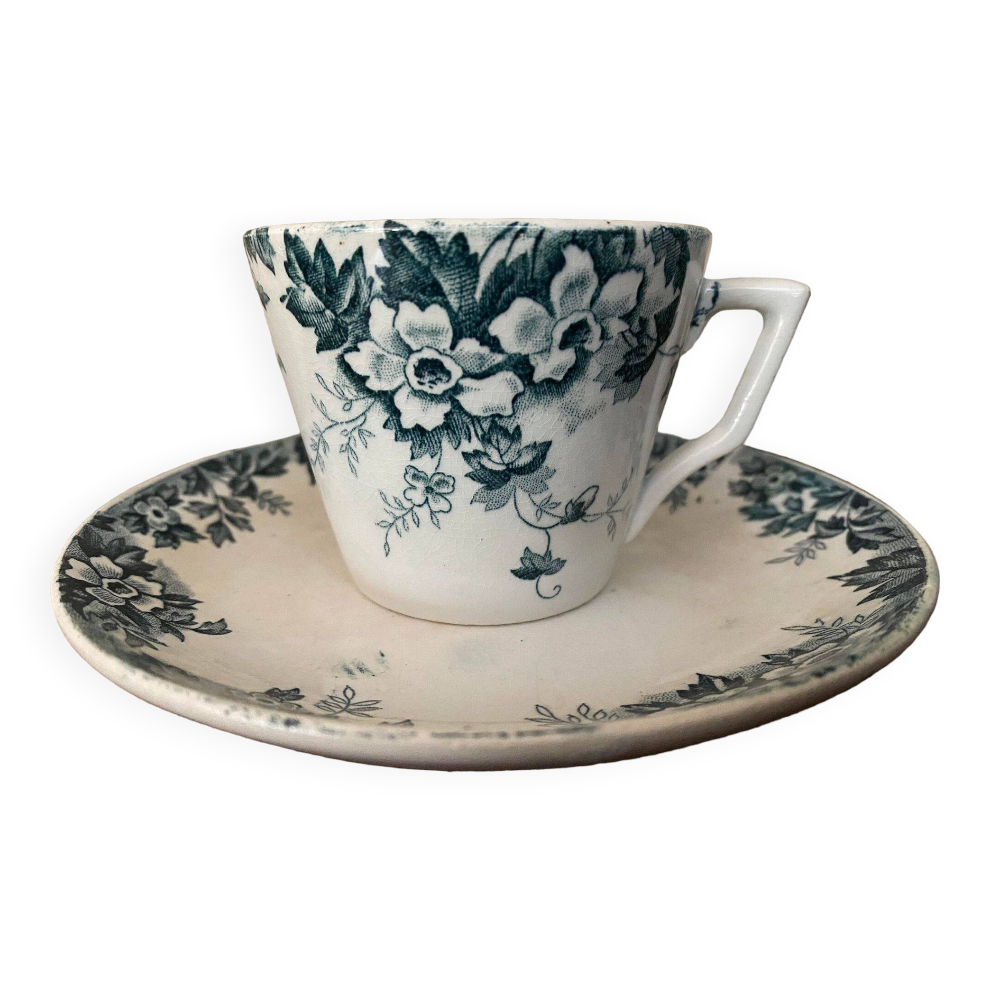 Cup and saucer in Iron Earth St Amand and Hamage Marie Louise