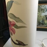 Vintage 70s-80s Lamp - Sculpted Stone Base & Painted Silk Shade