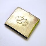 Art Deco cigarette case, alpaca cigarette holder with WS monogram.