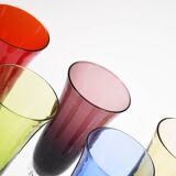 Set of 6 flutes Colorful glass champagne flutes.