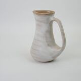 Signed white beige ceramic pitcher