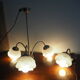 Brass wall lamp and white glass globe from the 1950s-1960s.