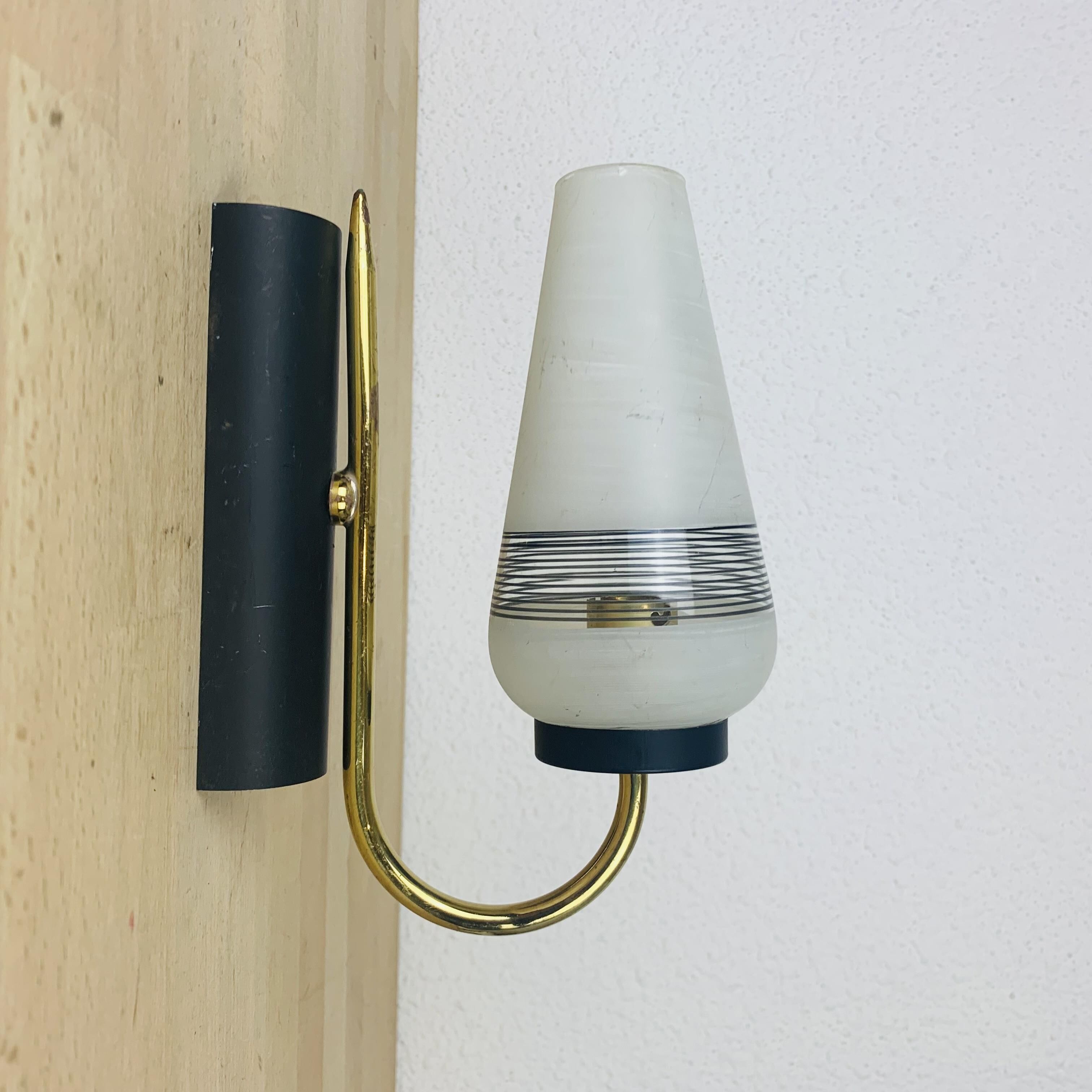Wall lamp 50s brass opaline metal vintage