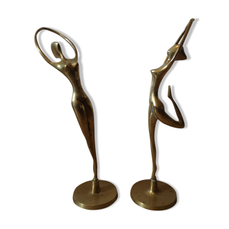 Duo de danseuses en laiton vintage