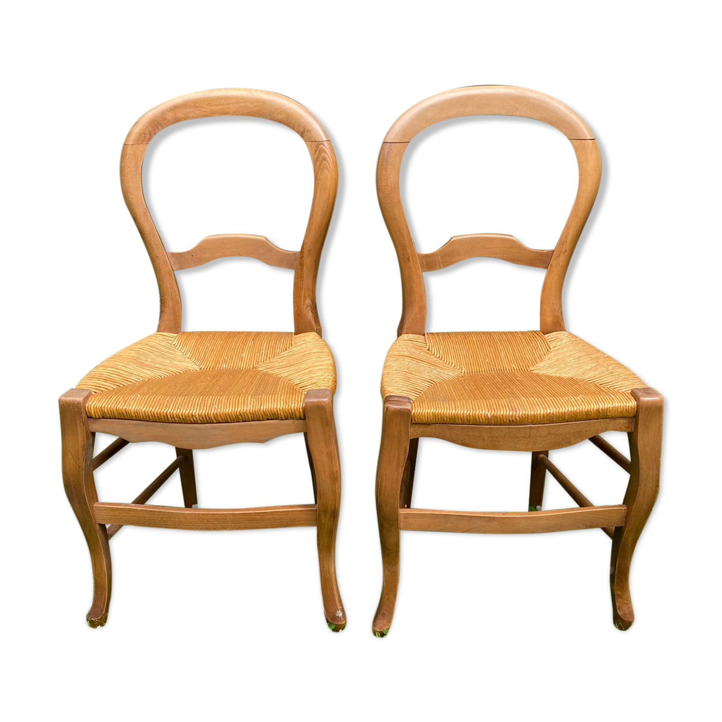 Deux chaises paillées création artisanale années 80