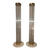 Paire de lampes de sol modernes en laiton et en verre / Kamenicky Senov, années 1960