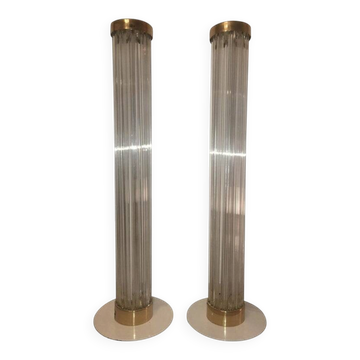 Pair of Design Brass and Glass Modern Floor Lamps/Kamenicky Senov, 1960s
