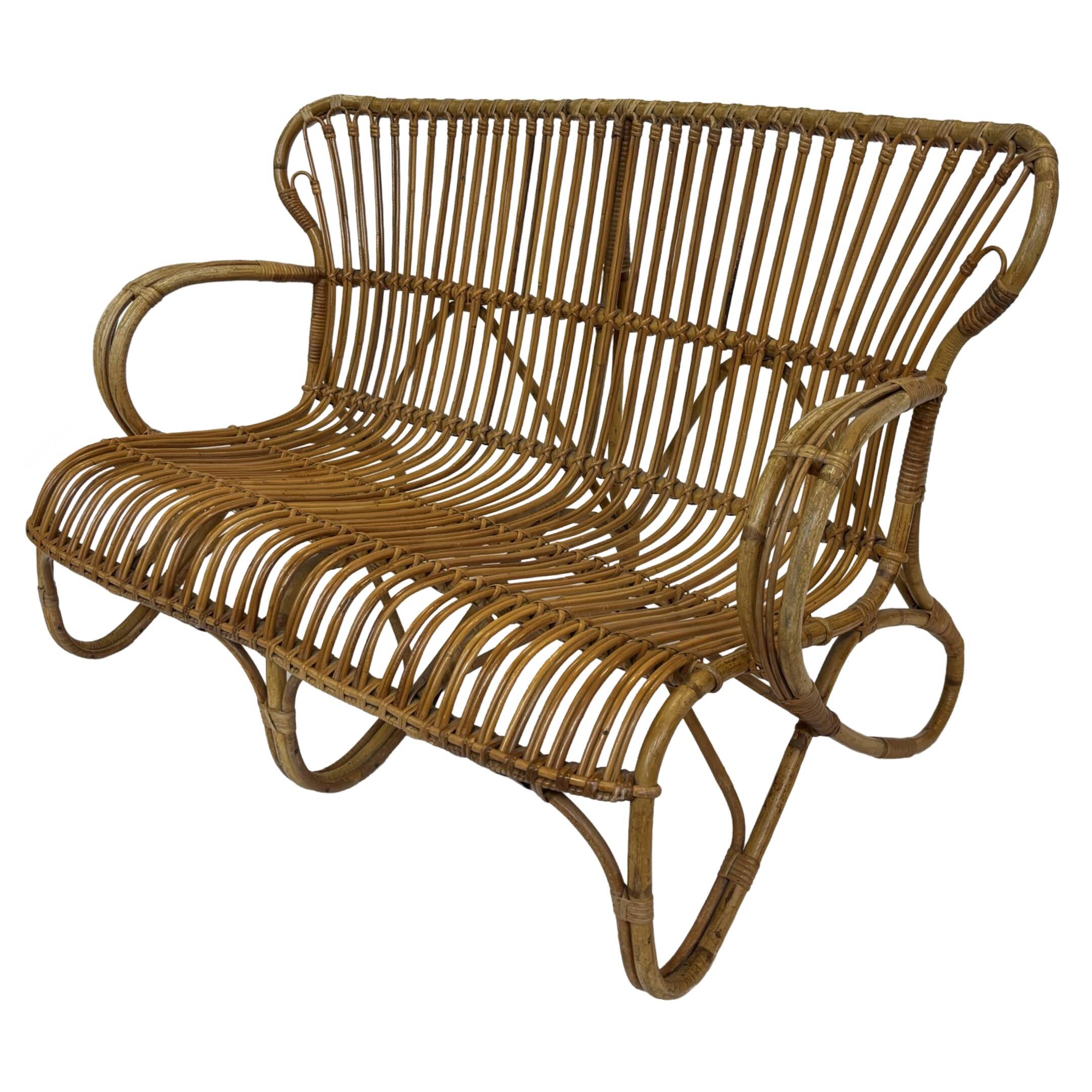 Vintage Rattan Sofa Belse 8 Design 1960s Rohe Noordwolde