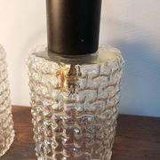 Pair of hanging lamps, glass and metal portable lamps