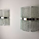 Pair of wall lamps by Kaiser Leuchten, frosted glass, Germany, 1960