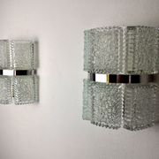 Pair of wall lamps by Kaiser Leuchten, frosted glass, Germany, 1960