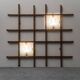 2-light wall lamp with teak grid frame mazzega 1960s vintage modern antique