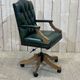English chesterfield office armchair in green leather from the 1980s