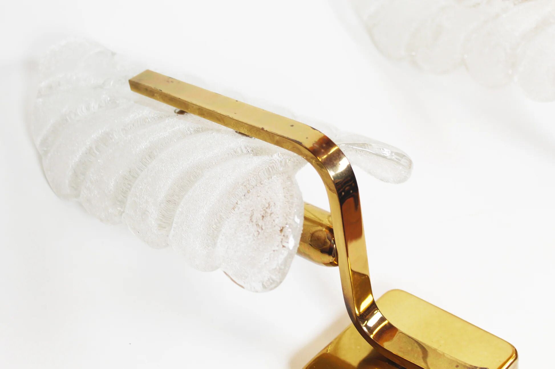 Pair of brass and glass wall lamps by Carl Fagerlund for Orrefors