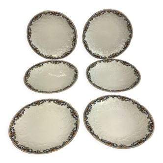 6 porcelain dessert plates made in france