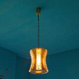 Vintage glass and brass suspension, vintage chandelier.