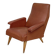 Camel brown imitation leather armchair, France 1960