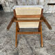 Vintage 1960s Scandinavian Bridge Armchair Wood + Grey Faux Leather