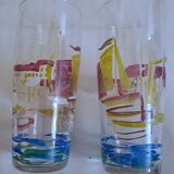 Set of 6 vintage glasses in their basket