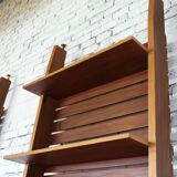 1950s Italian mid-century teak floor-to-ceiling wall unit