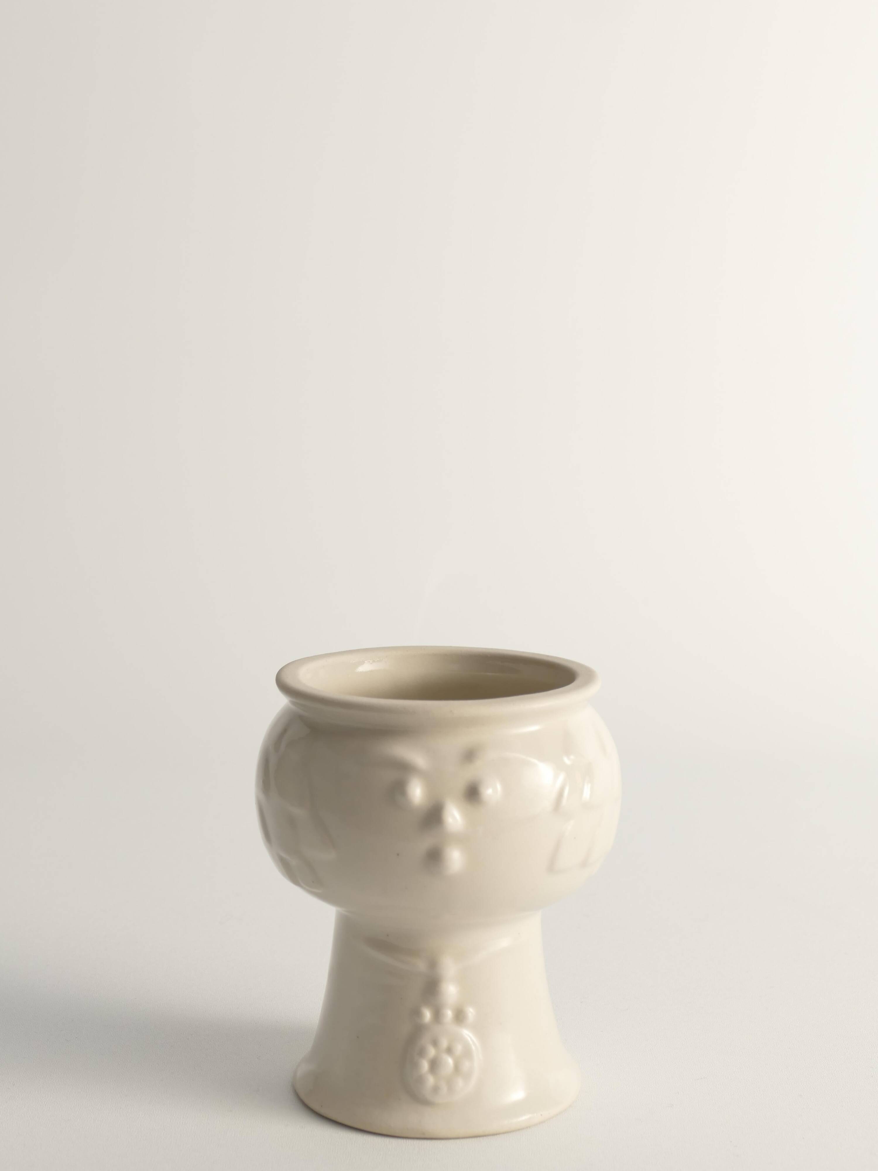 Scandinavian Modern White Porcelaine Face Vase by  Ancher Iversen, aida, Denmark