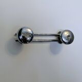 Double wall hook in chrome metal, vintage style.