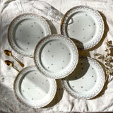 10 Mismatched Porcelain Plates ~ White Gold Porcelain Plates ~ LIMOGES Plates ~ Dishes