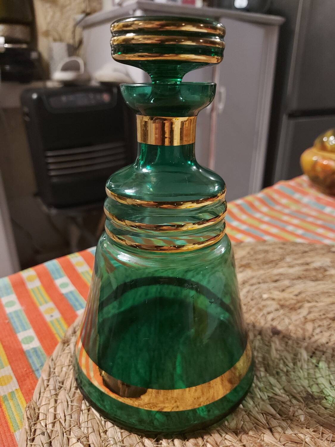 Vintage Venetian style green glass carafe