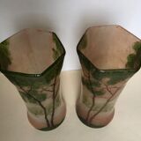 Pair of enamelled glass vases