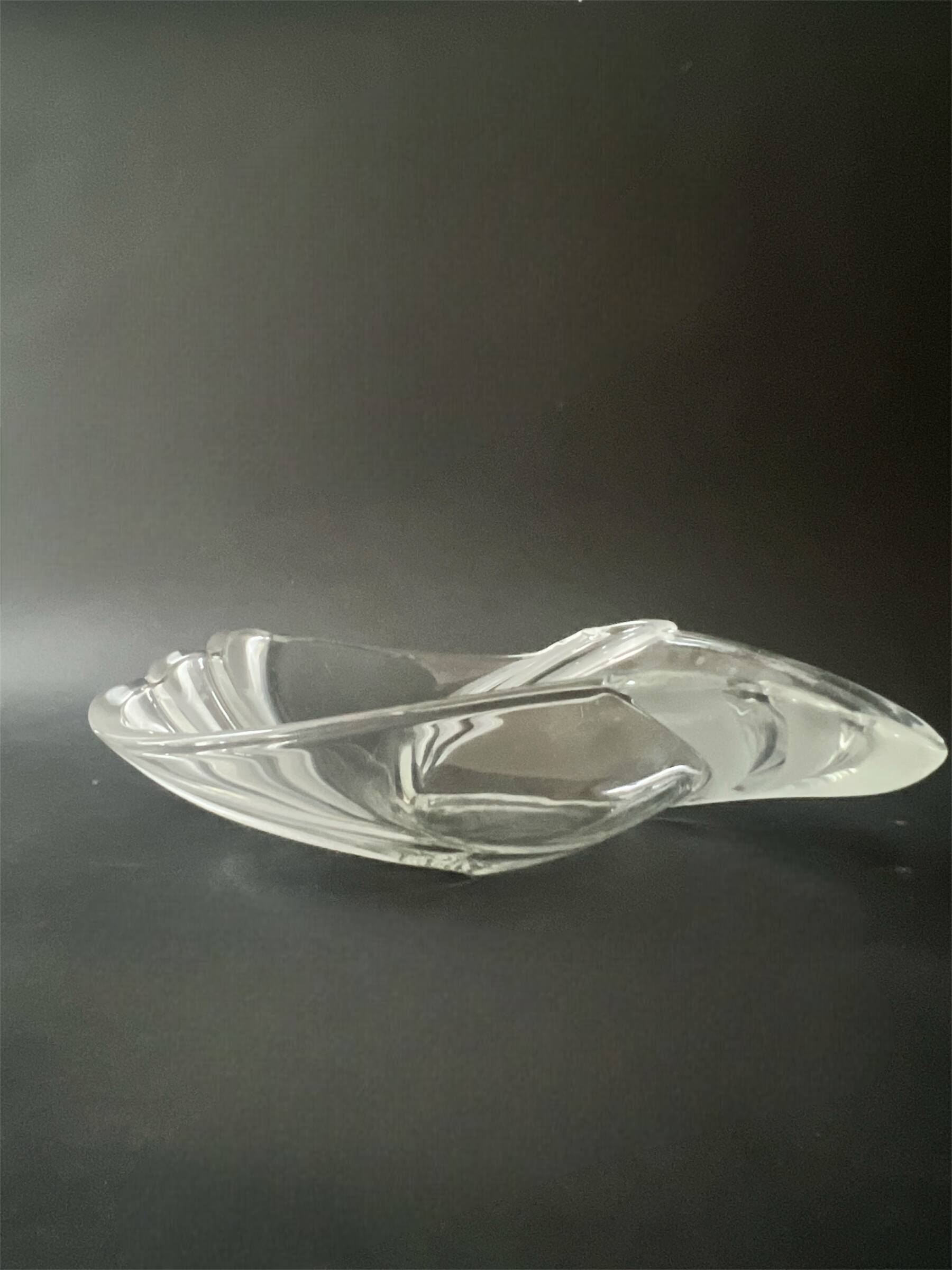 Large Art Deco crystal glass basket or catchall