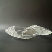 Grande corbeille ou vide poche en verre cristallin Art Déco