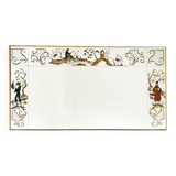 Brasserie mirror in gilded glass with a design of chinoiserie scenes.