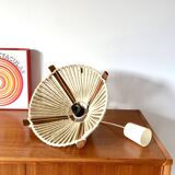 Scandinavian pendant light in wood and wool made in the GDR 60s-70s