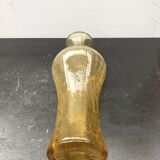 Carafe verre soufflé craquelé jaune avec anse décoration cuisine vintage