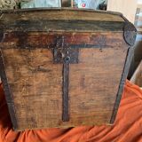 Antique wooden travel trunk, 20th century