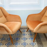 Armchair sculptural vintage 50s copper and restored