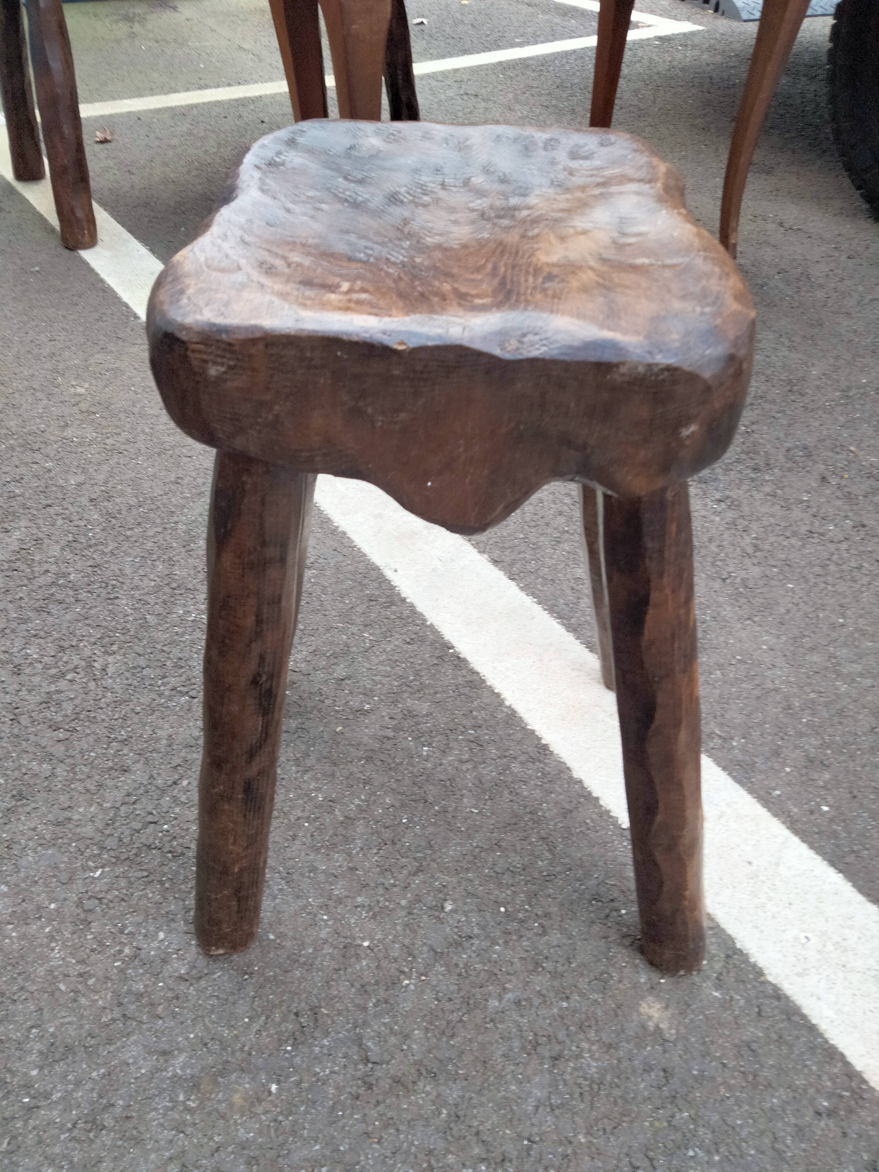 Pair of antique wooden chair stools vintage tree trunk décor