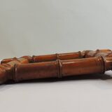 Antique mercury mirror in turned bamboo-style wood – Rare 19th century piece