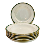 X7 assiettes à soupe en faïence liseret vert-Digoin Sarreguemines -rétro-vintage