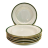 X7 earthenware soup plates edging green-Digoin Sarreguemines -retro-vintage