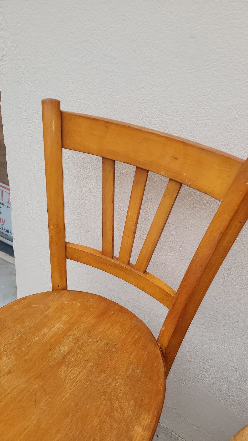 Series of 4 chairs of bistrot restaurant old 1950