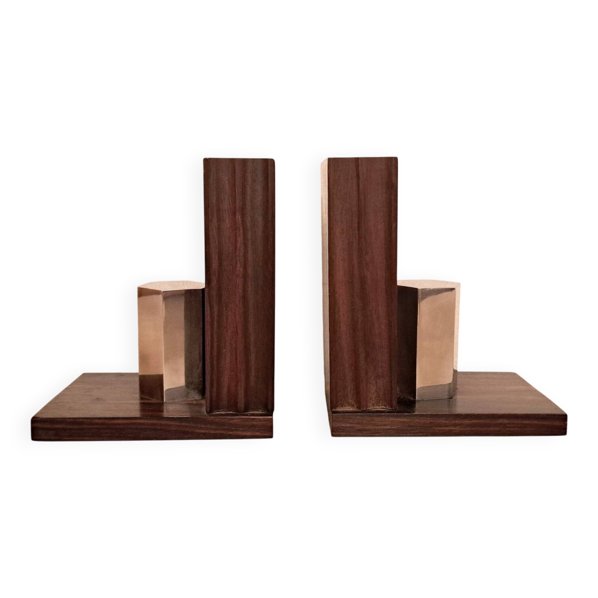 Art Deco pair of bookends in Macassar ebony.