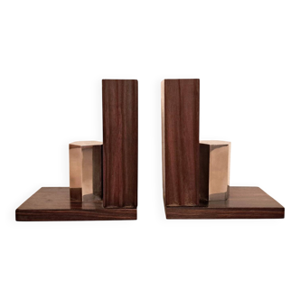 Art Deco pair of bookends in Macassar ebony.