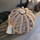 Vintage macramé and wood pendant light